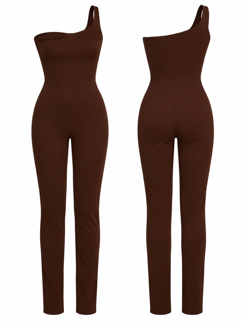 Skims Women’s One-Shoulder Chocolate Brown Jumpsuit S